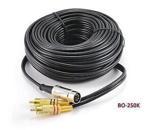 50ft 5-Pin DIN to 2-RCA Black Audio Cable