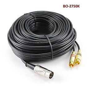50ft 7-Pin Din Plug to 2RCA Plug BO, Naim, Quad Audio Cable