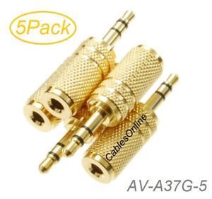 5-Pack 3.5mm Stereo TRS Male Plug to 3.5mm Mono TS Female Jack Audio Adapter