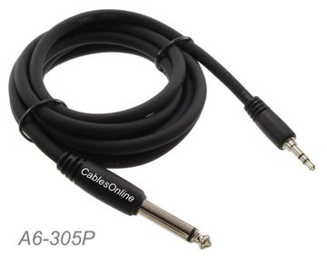 5ft Premium 3.5mm Stereo TRS Male to 1/4" Mono TS Male Audio Cable