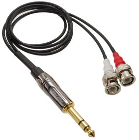 4ft 6.3mm (1/4") TRS Male to 2x BNC Male RG174 Splitter Cable