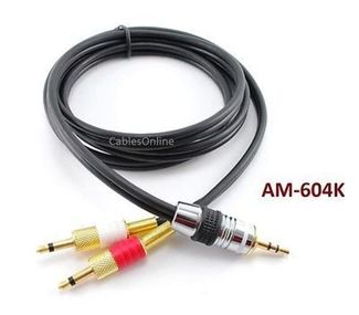 4ft 3.5mm Stereo Male to Dual (Red/White) Mono 3.5mm Black Audio Cable