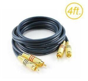 4ft 2-RCA to 2-RCA Gold-Plated Male to Male DJ/Mixer/Stereo System Audio Cable