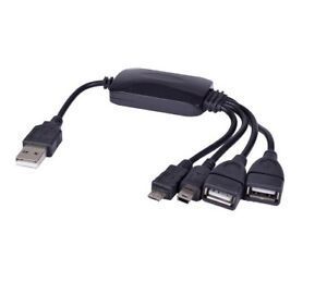 4-Port USB 2.0 Smart Hub - 2 USB Ports / 1 Micro USB Port / 1 Mini USB Port
