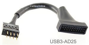 4" USB 3.0 20-Pin Motherboard Header Male to USB 2.0 8-Pin Male Adapter