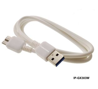 3ft USB 3.0 Male to Micro-B Male Charge / Sync Cable for Samsung S5 Note 3, WH