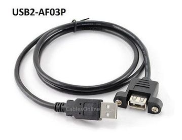 3ft USB 2.0 Extension Male to Female Molded Panel Mount External Port Cable