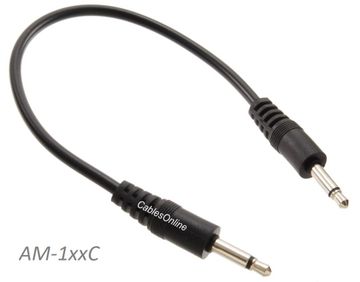 3.5mm Mono TS Male to Male Molded Shielded Black Audio Cable
