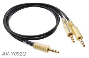 2ft Stereo 3.5mm Male to Dual 3.5mm Stereo Male Y-Splitter Audio Cable