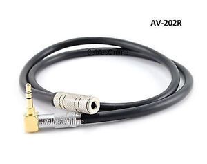 2ft long Right-Angle 3.5mm Stereo Male to Female Audio Extension Cable