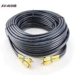 30ft 2-RCA to 2-RCA Gold-Plated Male to Male DJ/Mixer/Stereo System Audio Cable