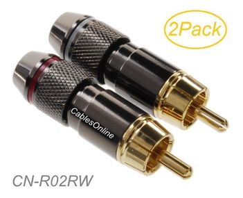2-Pack RCA Solder Type Gold Plated Metal 6mm/OD Connectors
