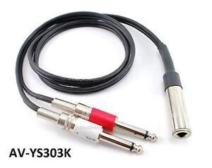 3ft CablesOnline 1/4" TRS Stereo Jack to Dual 1/4" TS Mono Plug Audio Cable