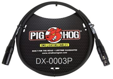 3ft Pig-Hog XLR 3-Pin M/F DMX Shielded Stage Lighting Data Cable