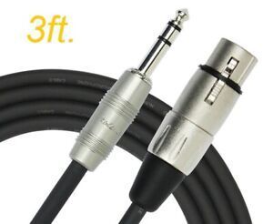 3ft Kirlin XLR 3-Pin Female to 1/4" TRS Male Patch Cable, OFC Conductors
