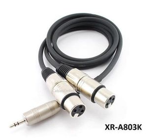 3ft Kirlin TRS 3.5mm Plug to 2-XLR Female OFC Noise-Free Audio Mixer Cable
