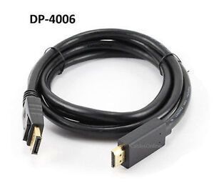 6ft DisplayPort Male to HDMI Male 28AWG Adapter Cable