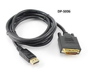 6ft DisplayPort Male to DVI-D Male 28AWG Adapter Cable