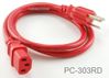 3-Conductor AC Power Cable, 18AWG, NEMA 5-15P to IEC C13, Red