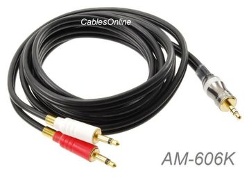 6ft 3.5mm Stereo Male to Dual (Red/White) Mono 3.5mm Black Audio Cable