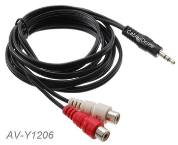 6ft 3.5mm Stereo Male to 2-RCA Female RD/WH Audio Cable