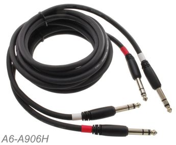 6ft Dual 1/4" TRS Stereo Male to Male Plug Noise Free Black Audio Cable