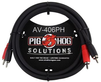 6ft PigHog Dual-RCA Male to Male Molded Plugs DJ/Mixer/Stereo Audio Cable