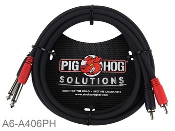 6ft Pig-Hog Dual 1/4" TS Mono Male Plug to 2-RCA Male Plug Audio Cable