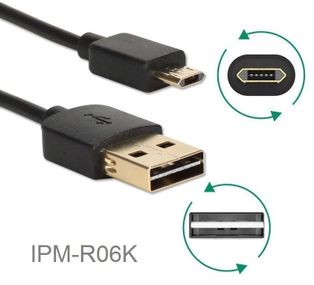 6ft Reversible USB-A Male to Reversible USB Micro-B Sync & Charger Cable, Black