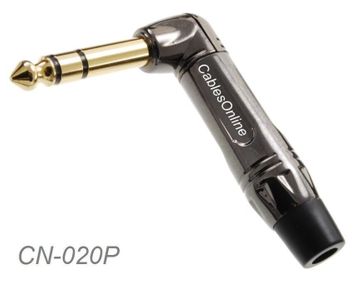 Right-Angle 1/4" (6.3mm) TRS Brass Solder-Type Male Gold Plated Connector