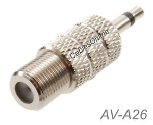 3.5mm (1/8") TS Male to F-type Female Coaxial Metal Adapter