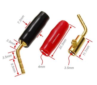 Angled Screw-Type 2mm Speaker Wire Terminal Pin w/Rubber Boots