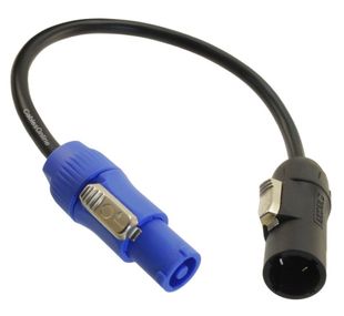 25ft 16AWG Lighting Fixture True1 Male to Blue Powercon-Compatible Power Cable