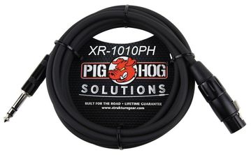 10ft 1/4" TRS Male to XLR 3-Pin Female Shielded Balanced PigHog Audio Cable