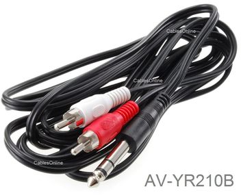 10ft 1/4" TRS Stereo Male to 2-RCA (Left/Right) Male Audio Cable