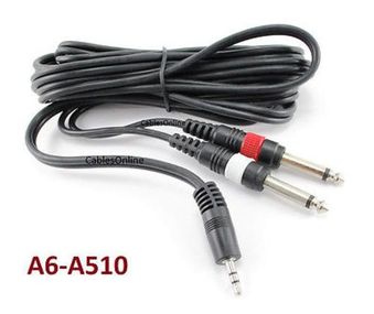 10ft 3.5mm Stereo Male to Dual 1/4" Mono Male Plug Cable