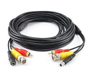 CCTV Security Camera Audio/Video/DC Power Cable w/ BNC/RCA Male Plugs