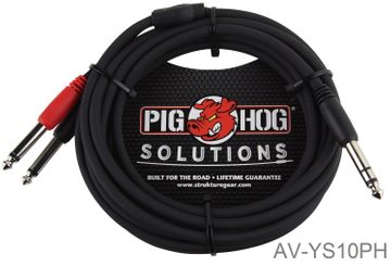 10ft 1/4" TRS Male to Dual Mono TS Male (TIP/RING) Insert Cable