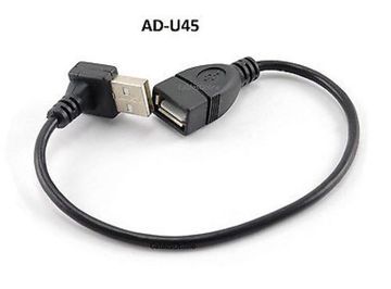 8" USB 2.0 Male Right Angle (Down Position) to Female Extension Cable