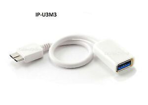 8" USB 3.0 A Female to Micro-B Male White OTG Device Adapter Host Cable