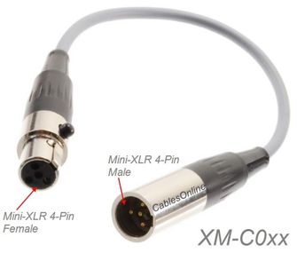 20ft Mini XLR 4-Pin Female to Mini XLR 4-Pin Male Pro Audio Cable