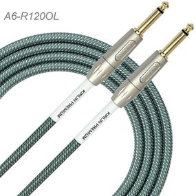 20ft 1/4" TS M/M Premium Plus Instrument Cable, Olive Green Tweed Woven Jacket
