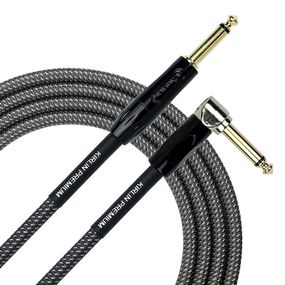 20ft 1/4" TS R/A 90/180 Premium Plus Instrument Cable, Various Colors of Woven Jacket