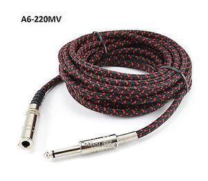 20ft 1/4" Mono Male to Female Woven Guitar/Bass Extension Cable