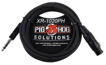20ft 1/4" TRS Male to XLR 3-Pin Female Shielded Balanced PigHog Audio Cable