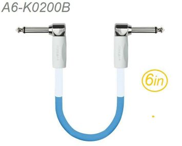 6" Kirlin Right-Angle 1/4" Mono Male/Male Effects Pedal Instrument Cable, Blue