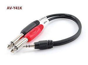 6" Kirlin 3.5mm Stereo Male to Dual 1/4" Mono Male Plug Audio Cable Adapter