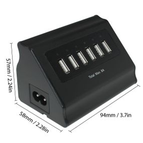 6 Port USB Wall Smart charger for Smartphones, Tablets, and more, 40W/8A, 5V