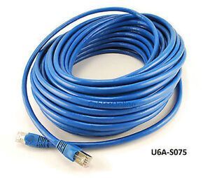 75ft Shielded CAT6A Network STP 500MHz Bare Copper Ethernet RJ45 Patch Cable
