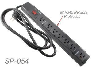 7 Outlets 1200J Surge Power Strip +RJ45 w/6-foot Right-Angle Cable